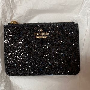 Kate Spade Black Glitter Key Chain Wallet